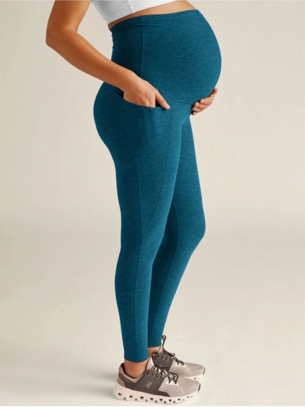 Beyond Yoga Love the Bump Maternity Pocket Midi Teal Legging Size large